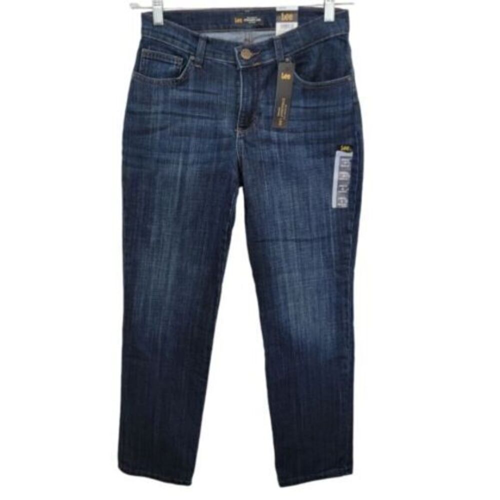 Lee Bewitched 5 Pocket Straight Leg Dark Wash Denim Jeans Size 6 NWT Tapered